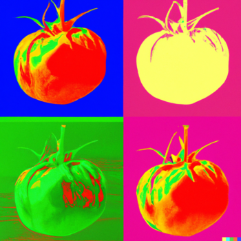 grow big tomatoes image style of andy warhol