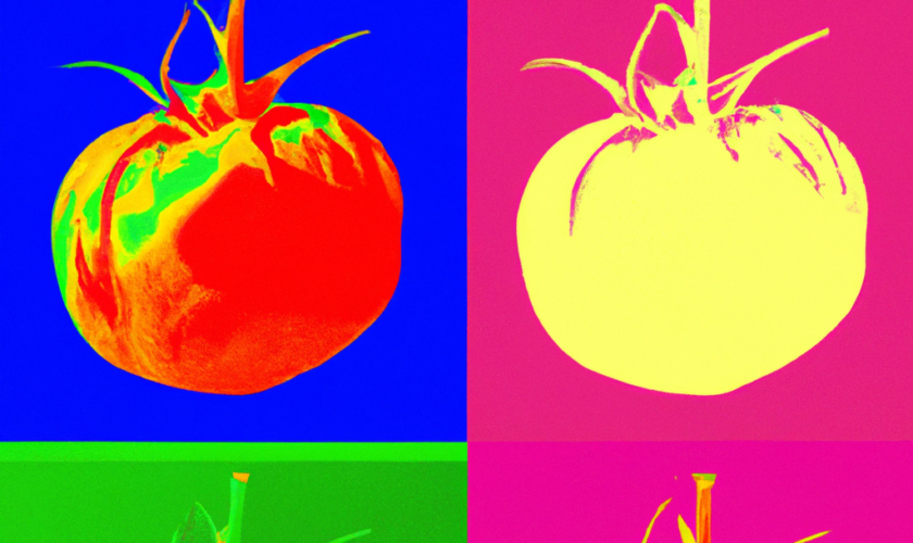 grow big tomatoes image style of andy warhol